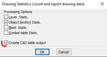 CADPower Drawing Statistics Table Output