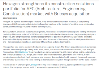 Hexagon PPM Acquires Bricsys