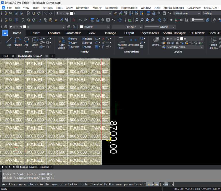 The CP_TILEEDIT command in CADPower allows a block scale edit to be applied across a number of