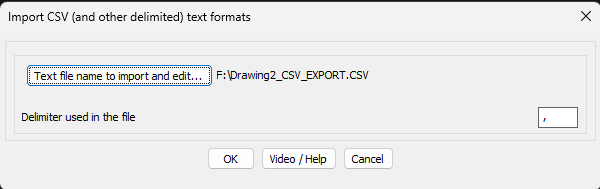 The CP_CSVEDITOR command now has a dialog box. You can also change the delimiter and import TAB / space delimited files