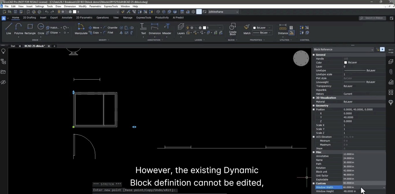 Create and Edit Dynamic Blocks in BricsCAD V26